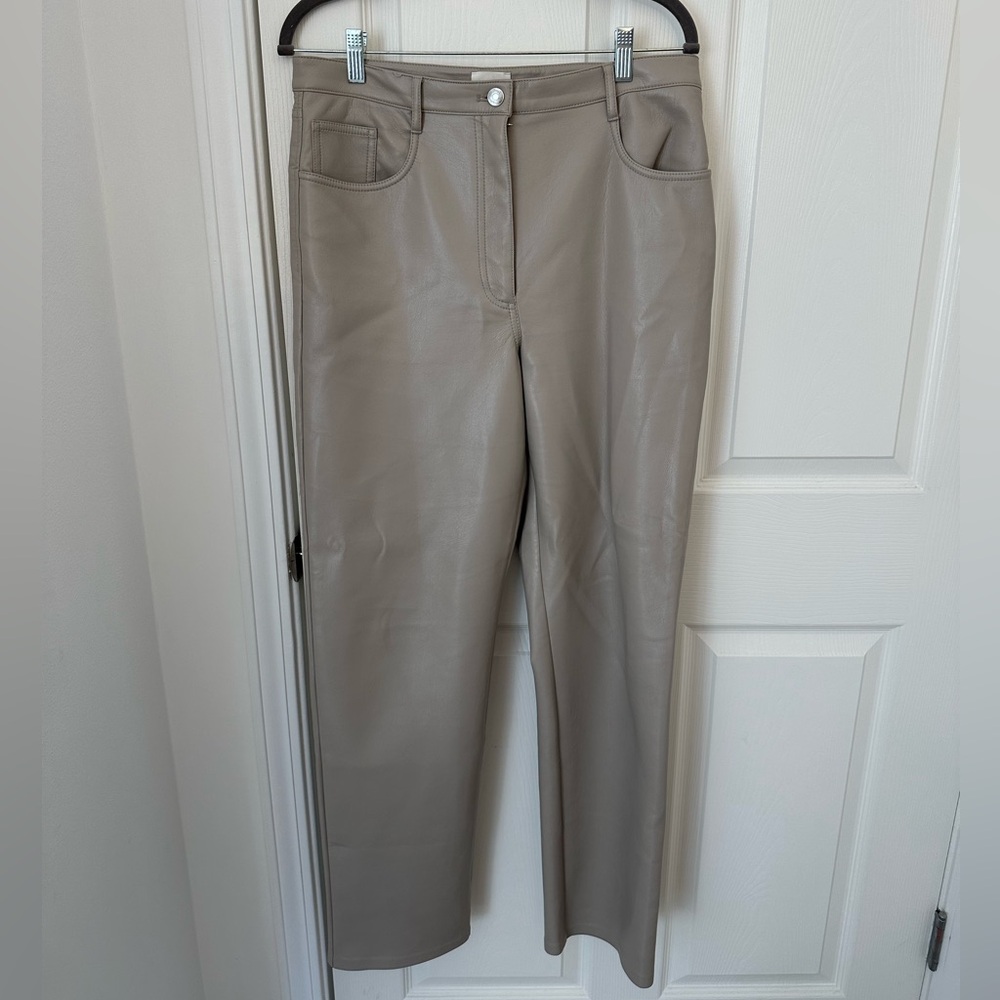 Aritzia Melina Wilfred Taupe Faux Leather Pants